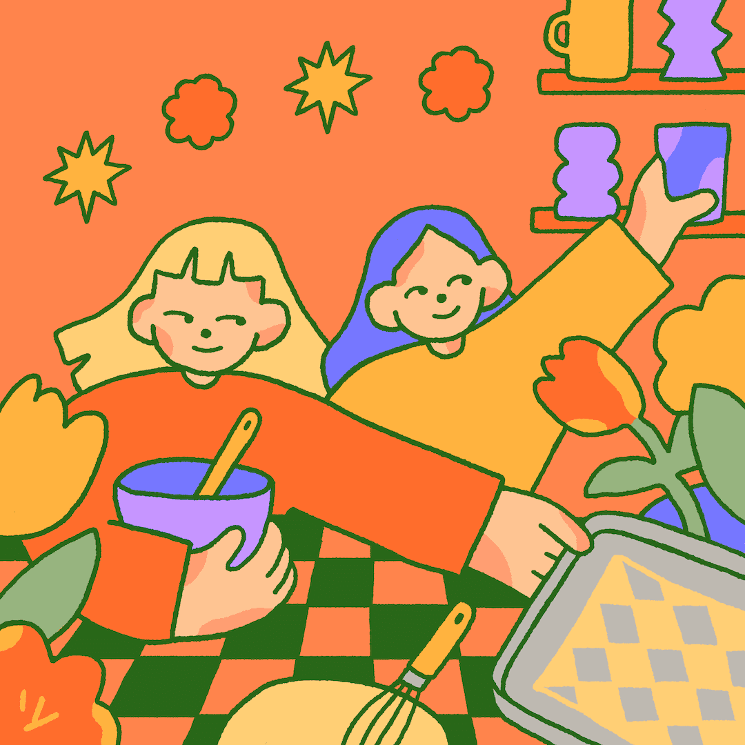 Three Night Snack Club founders represented as Apple Memoji-style avatars in a group video call.