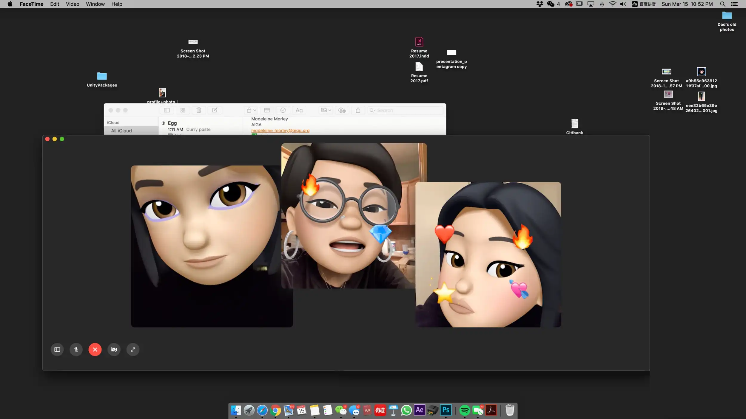 Three Night Snack Club founders represented as Apple Memoji-style avatars in a group video call.