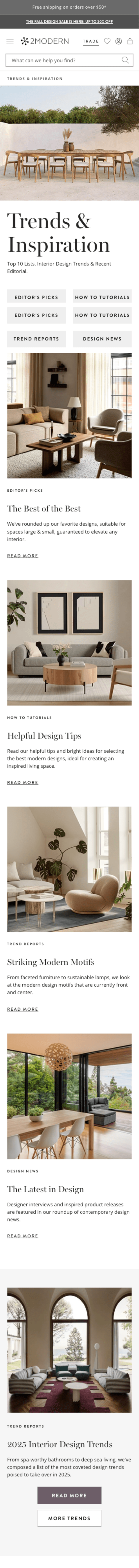 Mobile layout starting at the top of the page and animating downward